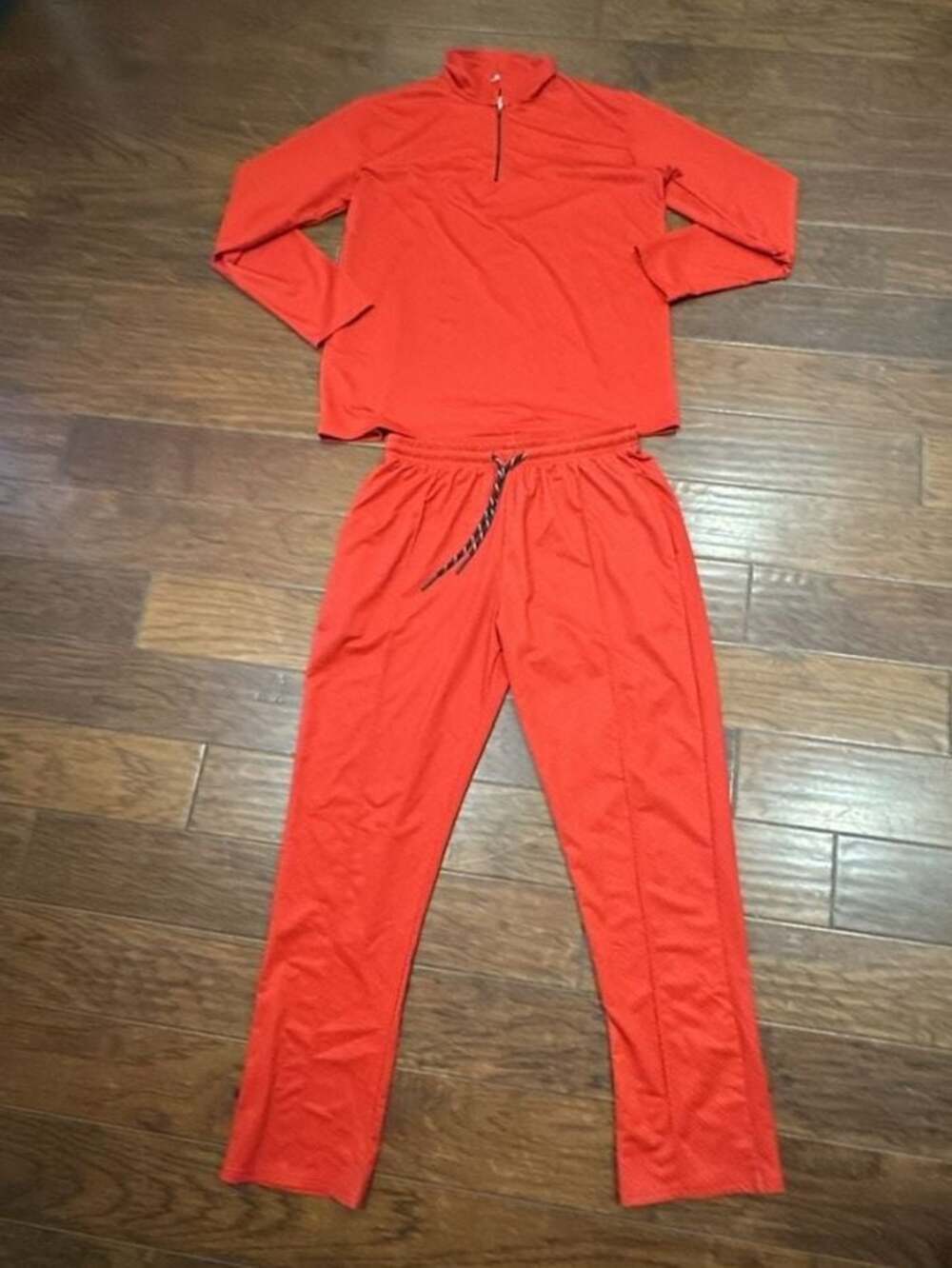Unbranded Red 2 Piece Tracksuit Long Sleeve Quarter Zip Pullover and Pants Size